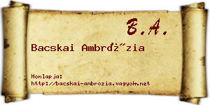 Bacskai Ambrózia névjegykártya